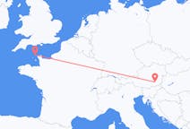 Flyg från Alderney, Guernsey till Graz, Österrike