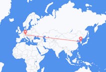 韓国、 ソウルから、韓国、メミンゲンへ行きのフライト