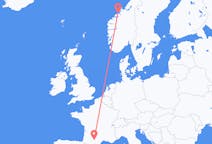 Flyg från Toulouse, Frankrike till Kristiansund, Norge