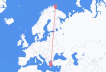 Vluchten van Kirkenes, Noorwegen naar Iraklion, Griekenland
