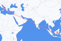 インドネシアのバンジャルマシンから、イタリアのラメツィア テルメまでのフライト