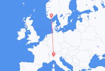 Vluchten van Kristiansand, Noorwegen naar Milaan, Italië