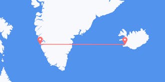 Vluchten van IJsland naar Groenland