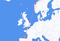 Vluchten van Sandane, Noorwegen naar Santander, Spanje