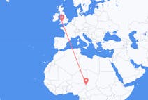Flyg från N Djamena, Tchad till Cardiff, Wales