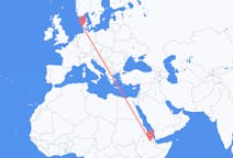 出发地 埃塞俄比亚出发地 塞梅拉目的地 丹麦埃斯比约的航班