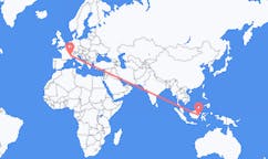Flyg från Balikpapan, Indonesien till Grenoble, Frankrike