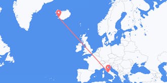 Flyreiser fra Italia til Island
