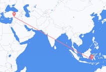 인도네시아 마카사르에서 출발해 터키 가지안테프까지(으)로 가는 항공편