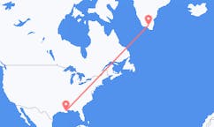 来自美国新奥尔良目的地 格陵兰纳萨尔苏克的航班