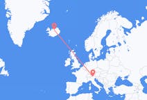 Vluchten van Akureyri, IJsland naar Bozen, Italië