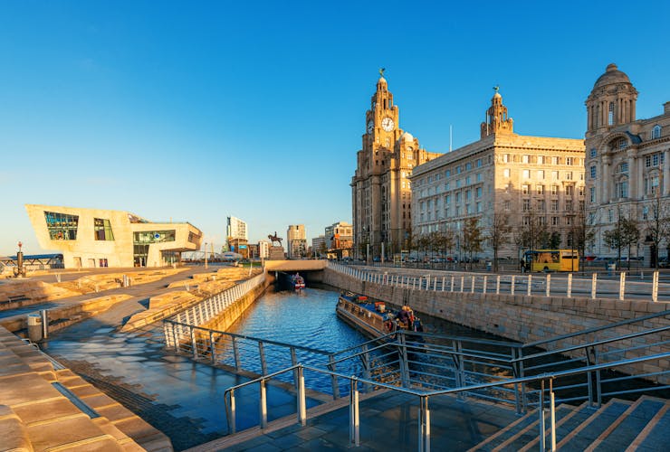 Photo of Liverpool historical architecture with cityscape in city center in England in United Kingdom.
