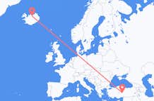 Vluchten van Kayseri, Turkije naar Akureyri, IJsland