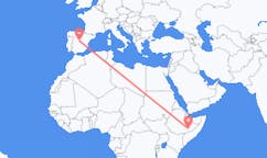 Flyreiser fra Gode, Etiopia til Madrid, Spania