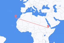 Flyreiser fra Lalibela, Etiopia til La Palma, Spania