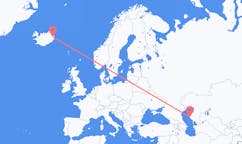 航班从哈萨克斯坦阿克套市到埃伊尔斯塔济市，冰岛塞尔