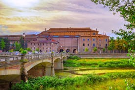 Photo of panorama of Parma cathedral with Baptistery leaning tower on the central square in Parma town in Italy.