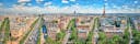 Paris, France. Panoramic view from Arc de Triomphe. Eiffel Tower and Avenue des Champs Elysees. Europe.