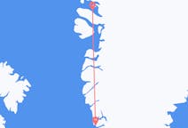 グリーンランドのヌークから、グリーンランドのウムマナクまでのフライト