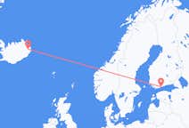 アイスランドのエギルスタジルから、フィンランドのヘルシンキまでのフライト
