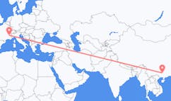 Flug frá Liuzhou, Kína til Grenoble, Frakklandi