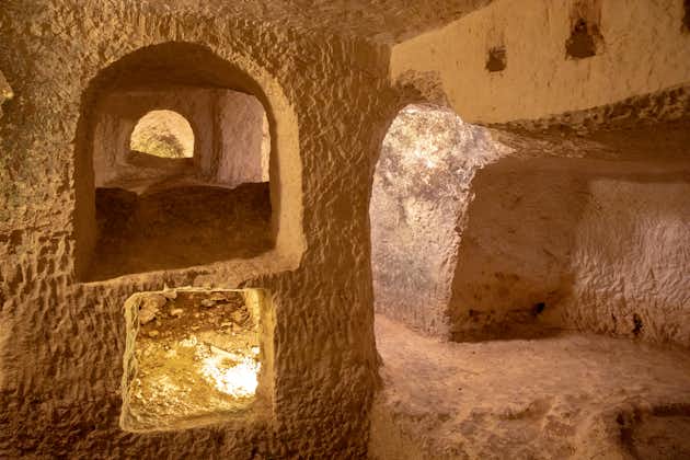 Photo of corridors inside St. Paul's Catacombs in Rabat, Malta.