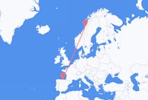 Vluchten van Mosjøen naar Santander