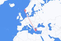 Flyrejser fra Iraklio, Grækenland til Stavanger, Norge