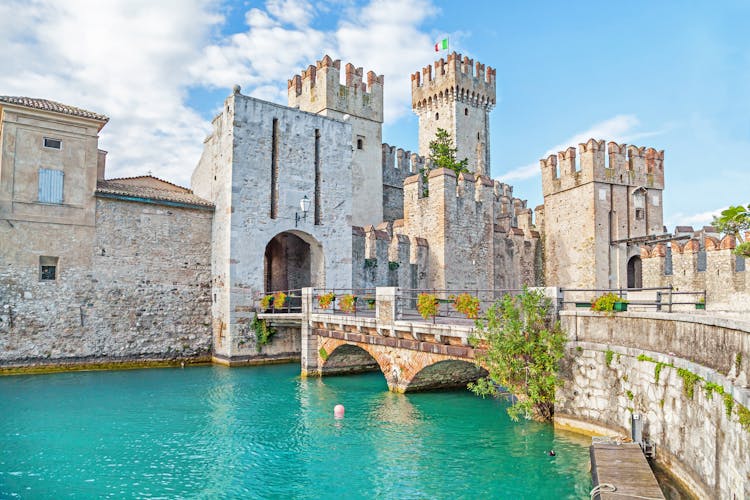 Photo of Scaliger Castle (13th century) in Sirmione on Garda lake near Verona, Italy.
