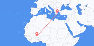Flyg från Burkina Faso till Grekland