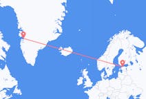 Vluchten van Tallinn, Estland naar Qasigiannguit, Groenland