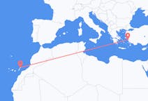 Vluchten van Samos, Griekenland naar Lanzarote, Spanje