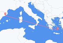 Flights from Santorini in Greece to Barcelona in Spain