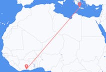 Flyreiser fra Abidjan, Elfenbenskysten til Khania, Hellas
