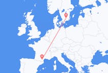 Flights from Carcassonne in France to Växjö in Sweden