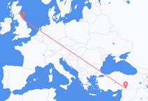 Flyreiser fra Gaziantep, Tyrkia til Newcastle upon Tyne, England
