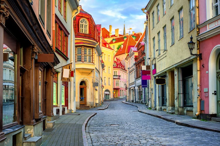 Photo of narrow street in the old town of Tallinn.