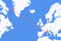 出发地 格陵兰出发地 瑪尼特索克目的地 法国阿雅克肖的航班