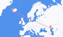Vluchten van Astrakhan, Rusland naar Reykjavík, IJsland