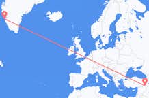 Flyrejser fra Mardin, Tyrkiet til Nuuk, Grønland