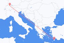 スイスのから チューリッヒ、ギリシャのへ ロドス島フライト