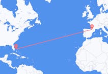 Flyg från Freeport, Bahamas till Lourdes (kommun i Brasilien, São Paulo, lat -20,94, long -50,24), Frankrike
