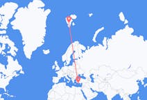 Lennot Svalbardista, Huippuvuoret ja Jan Mayen Kastellorizoon, Kreikka