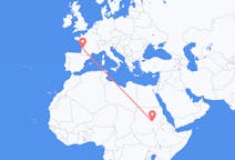 Flyrejser fra Khartoum, Sudan til Bordeaux, Frankrig