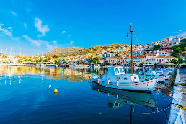 Photo of Pythagorion Town and harbor in Samos Island.