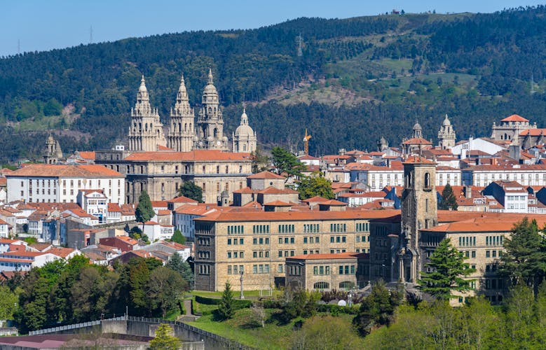 Photo of the Old Town from the Gaiás Cultural Center in Santiago de Compostela, Galicia, Spain.