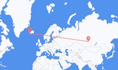 Vluchten van Krasnojarsk, Rusland naar Reykjavík, IJsland