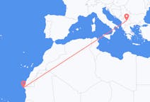 Loty z Nawazibu, Mauretania do Skopje, Macedonia Północna