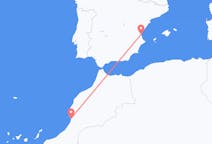 Vluchten van Agadir, Marokko naar Valencia, Spanje