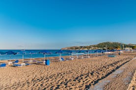 Photo of Faliraki the primary seaside resort village on the Greek island of Rhodes.